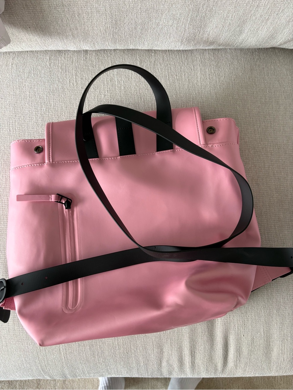 RAINS Pink Water Resistant Rubberised Backpack - Picture 3 of 6
